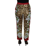 Dolce & Gabbana Multicolor Leopard Flora Printed Mid Waist Trouser Pants PAN73054 - 40