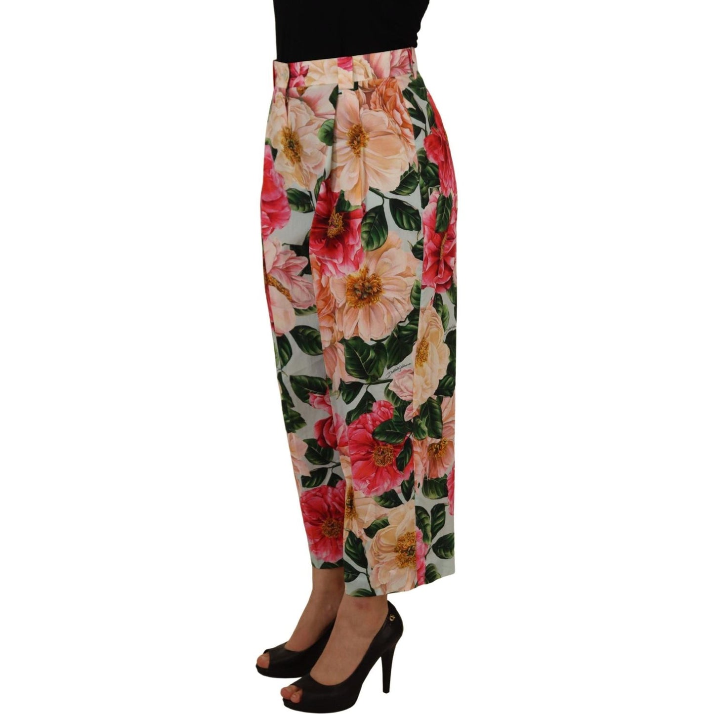 Dolce & Gabbana Multicolor Flora Printed High Waist Cropped Trouser Pants PAN73057 - 36