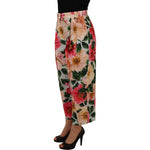 Dolce & Gabbana Multicolor Flora Printed High Waist Cropped Trouser Pants PAN73057 - 36