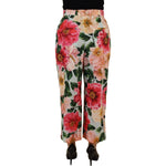 Dolce & Gabbana Multicolor Flora Printed High Waist Cropped Trouser Pants PAN73057 - 36