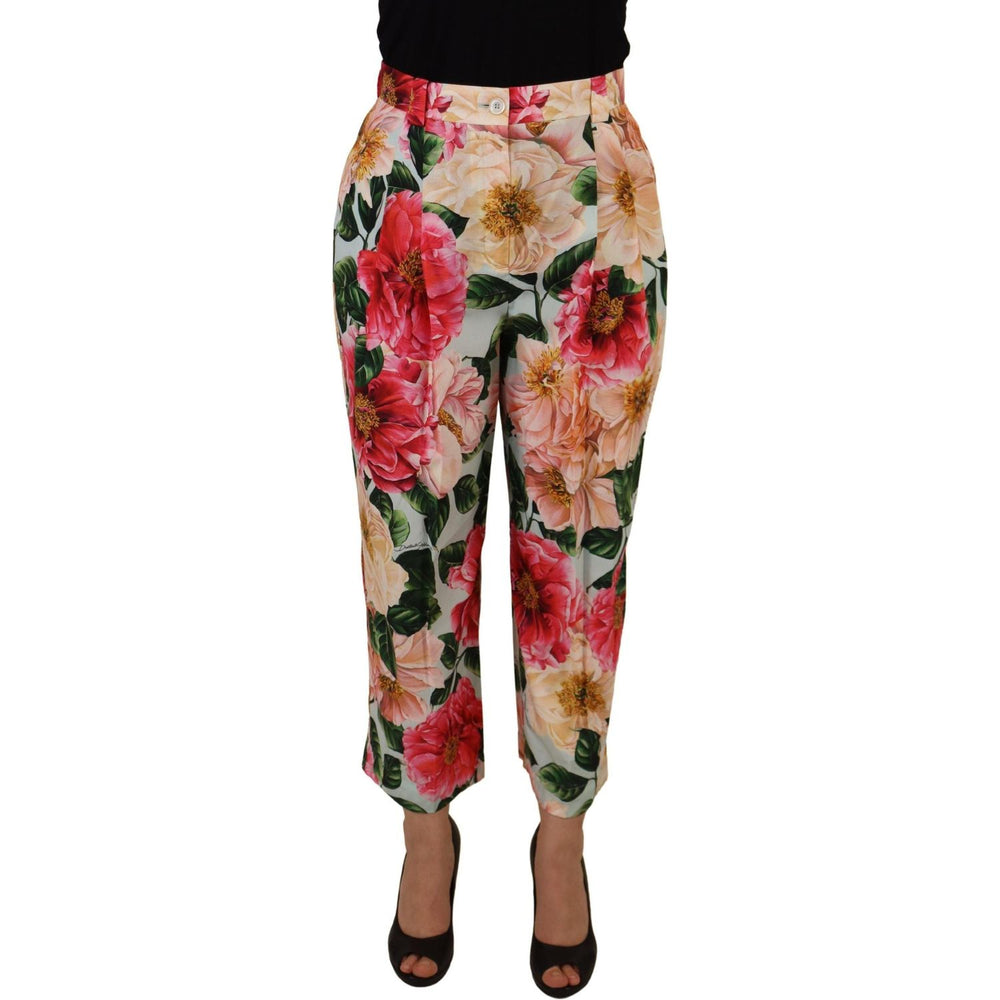 Dolce & Gabbana Multicolor Flora Printed High Waist Cropped Trouser Pants PAN73057 - 36