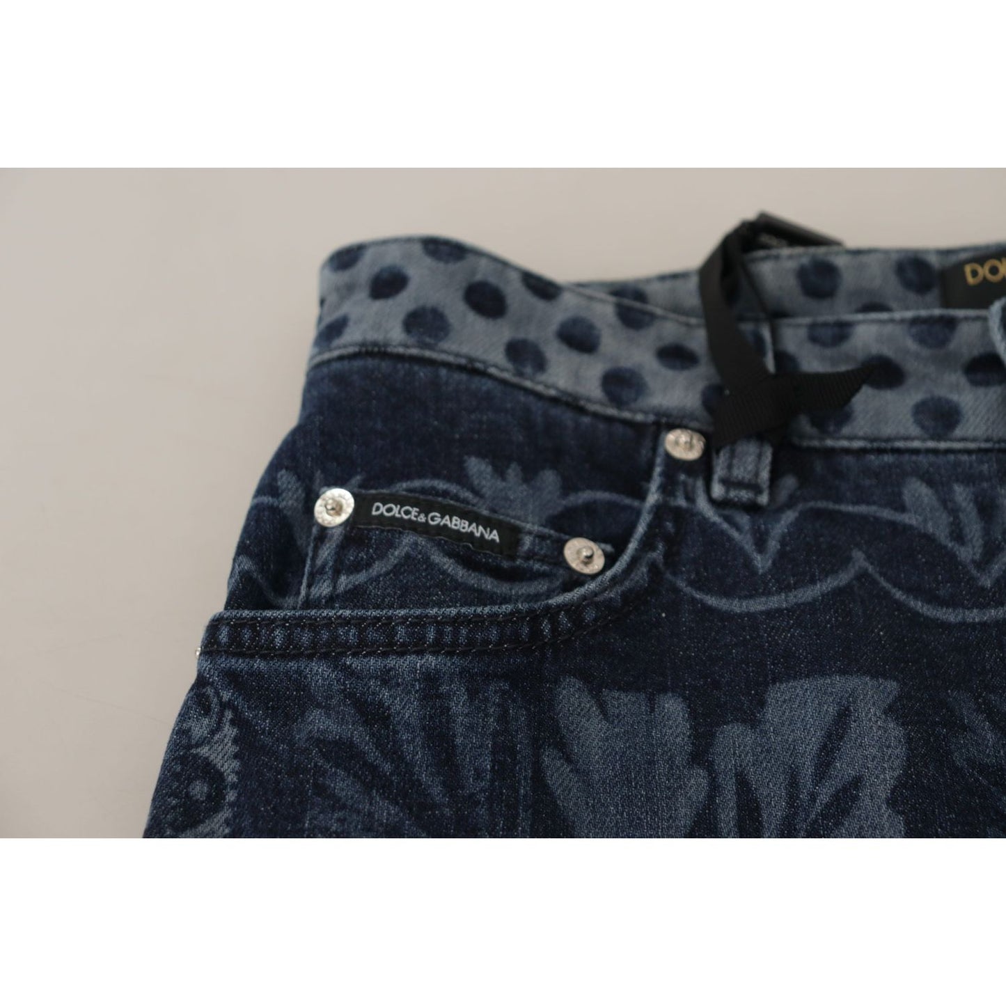 Dolce & Gabbana Blue Floral High Waist Skinny Denim Jeans PAN73252- 36
