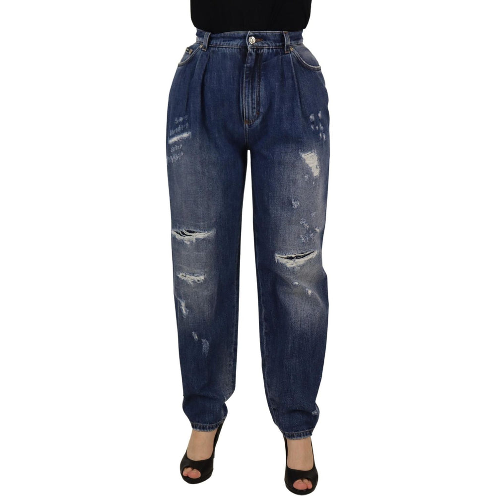 Dolce & Gabbana Blue Washed High Waist Loose Fit Pants PAN73085- 40