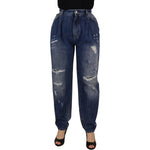 Dolce & Gabbana Blue Washed High Waist Loose Fit Pants PAN73085- 40