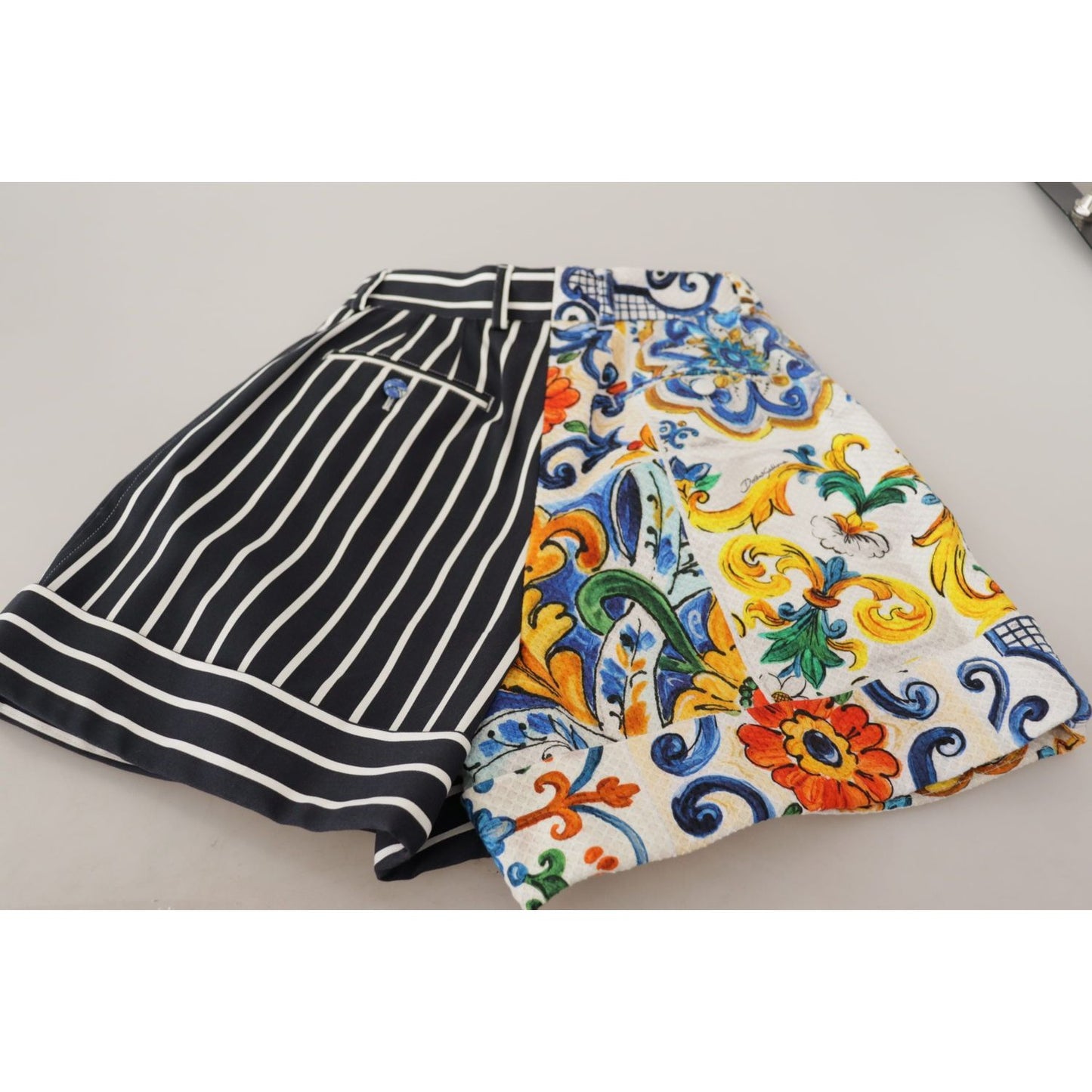 Dolce & Gabbana Multicolor Stripes Majolica Bermuda Shorts SKI1844- 40