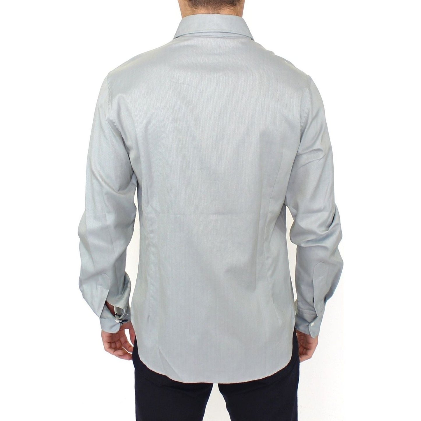 Ermanno Scervino Gray Cotton Long Sleeve Casual Shirt Top SIG10118-1