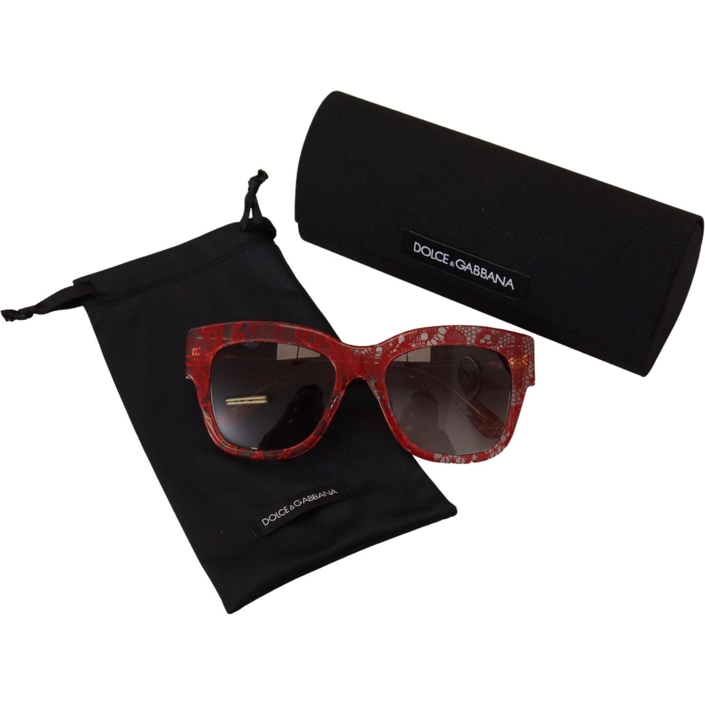 Dolce & Gabbana Red Lace Acetate Rectangle Shades DG4231F Sunglasses GLA1180
