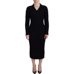 Dolce & Gabbana Black Wool Knitted Sheath Sweater Dress DR28790- 36