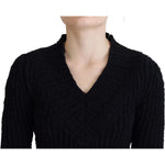 Dolce & Gabbana Black Wool Knitted Sheath Sweater Dress DR28790- 36
