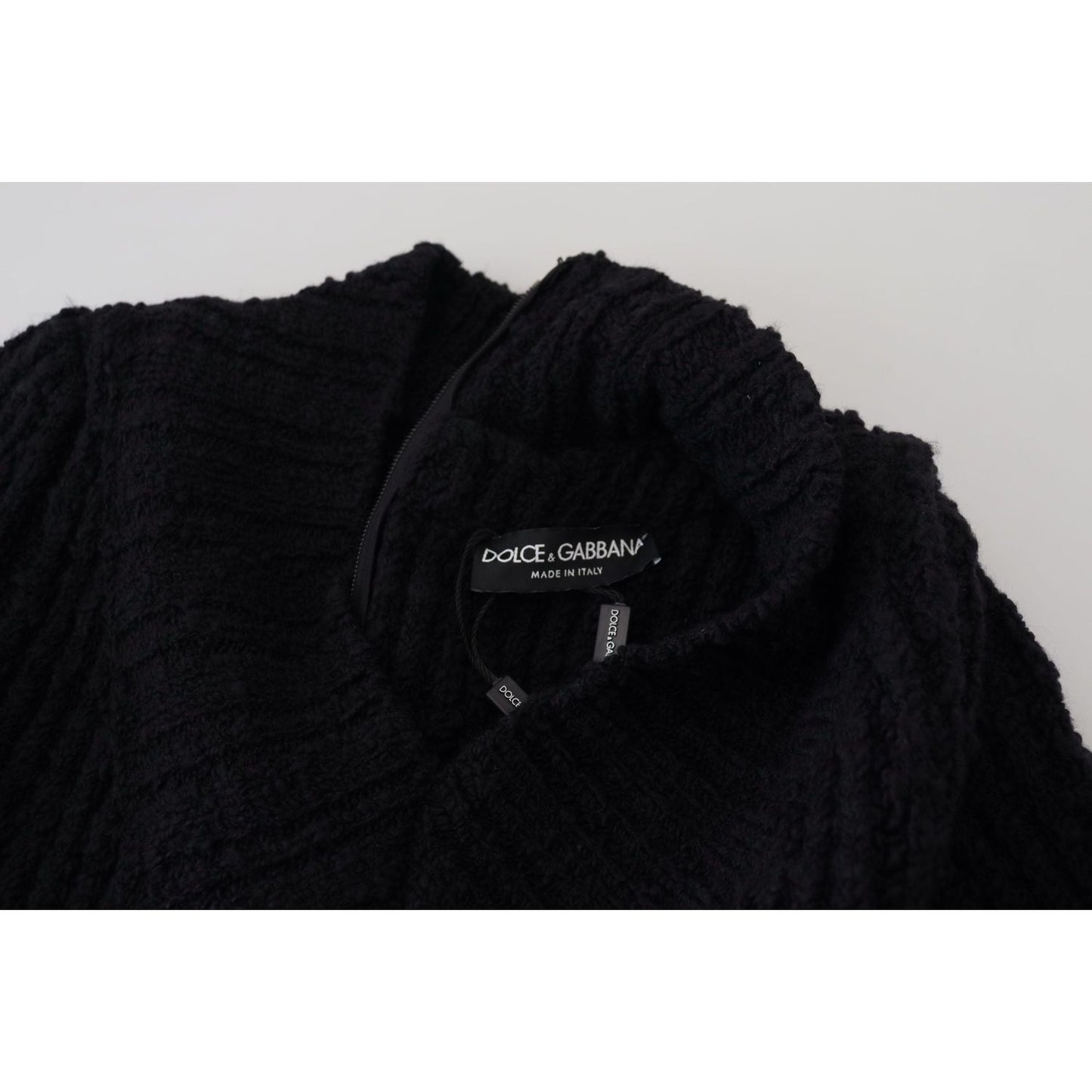 Dolce & Gabbana Black Wool Knitted Sheath Sweater Dress DR28790- 36