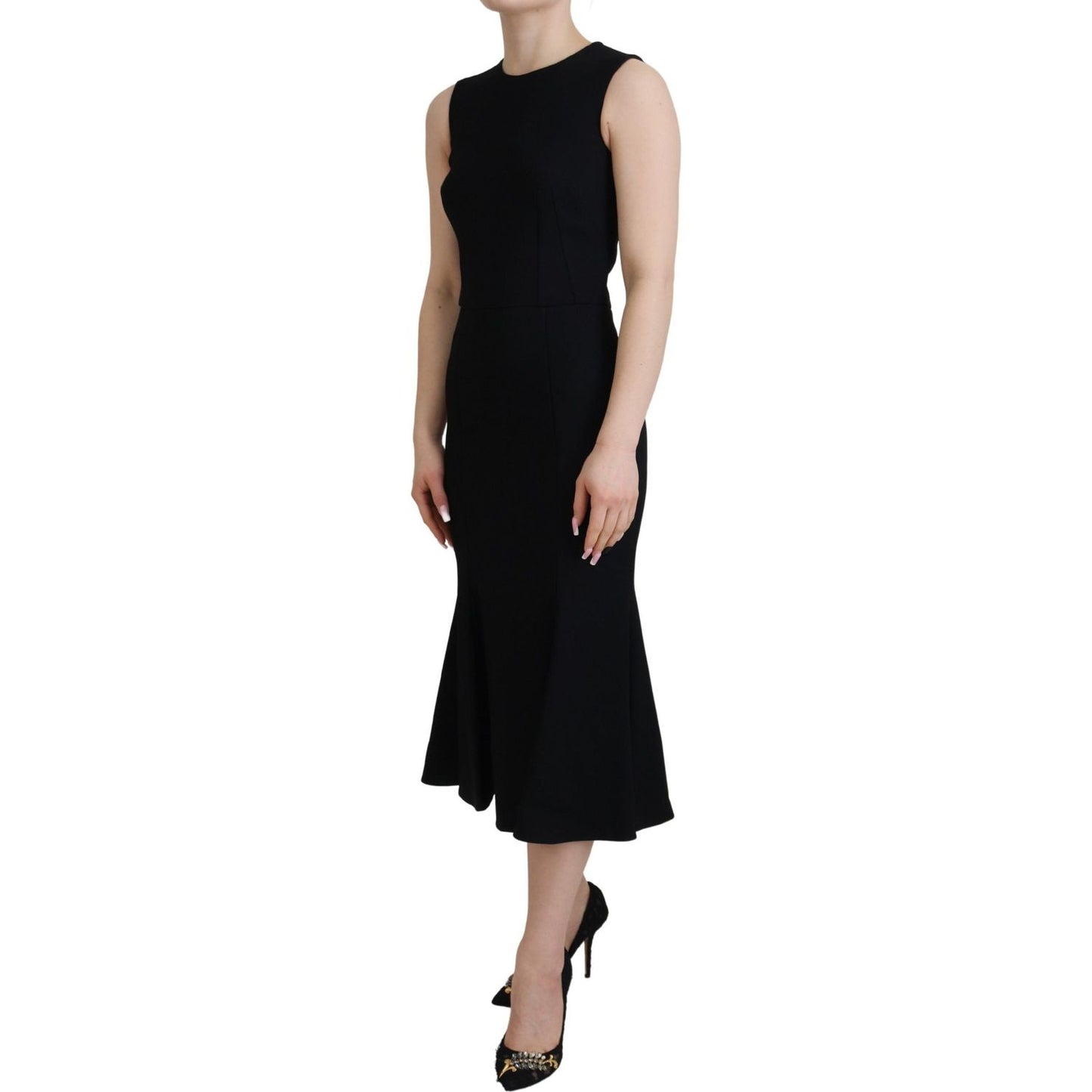 Dolce & Gabbana Black Dress Sheath Flare Viscose Dress DR28792- 40