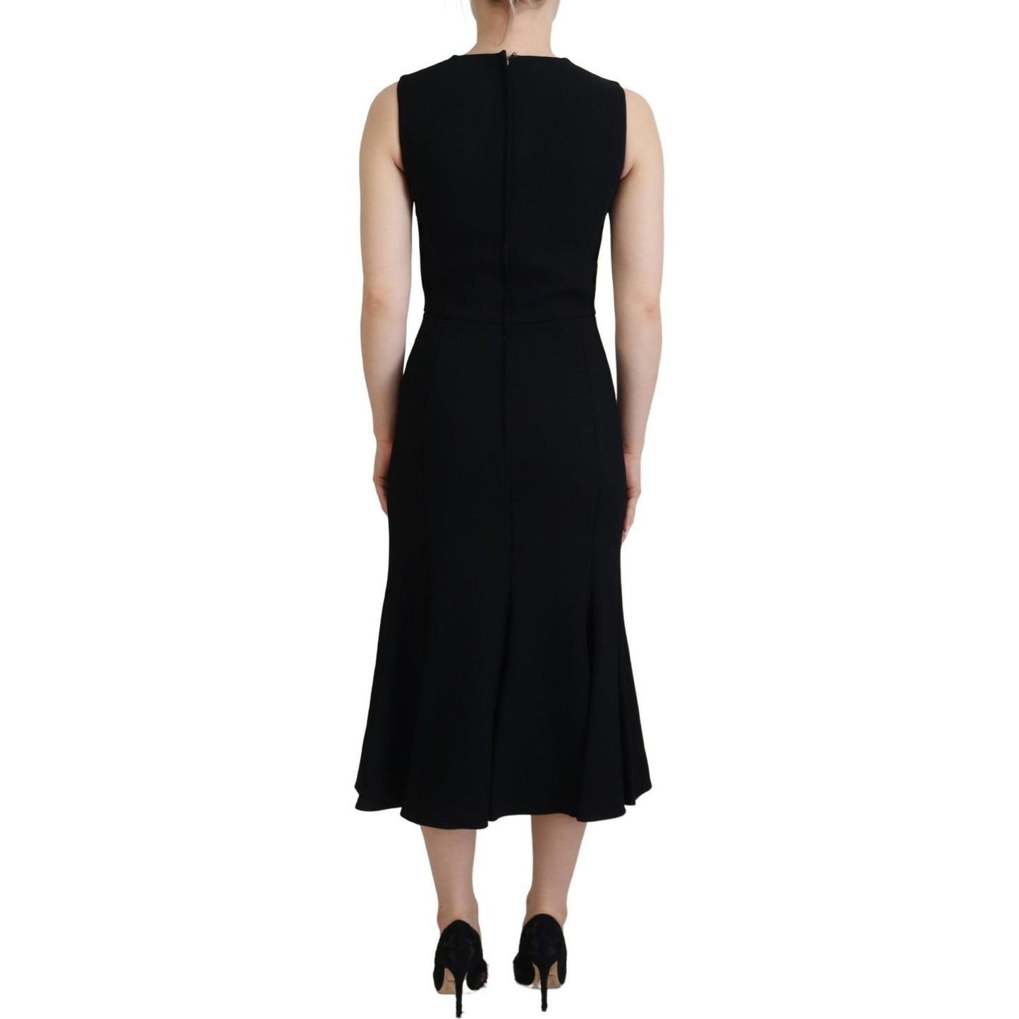 Dolce & Gabbana Black Dress Sheath Flare Viscose Dress DR28792- 40