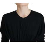 Dolce & Gabbana Black Sheath Midi Gown Wool Wrap Dress DR28808- 36