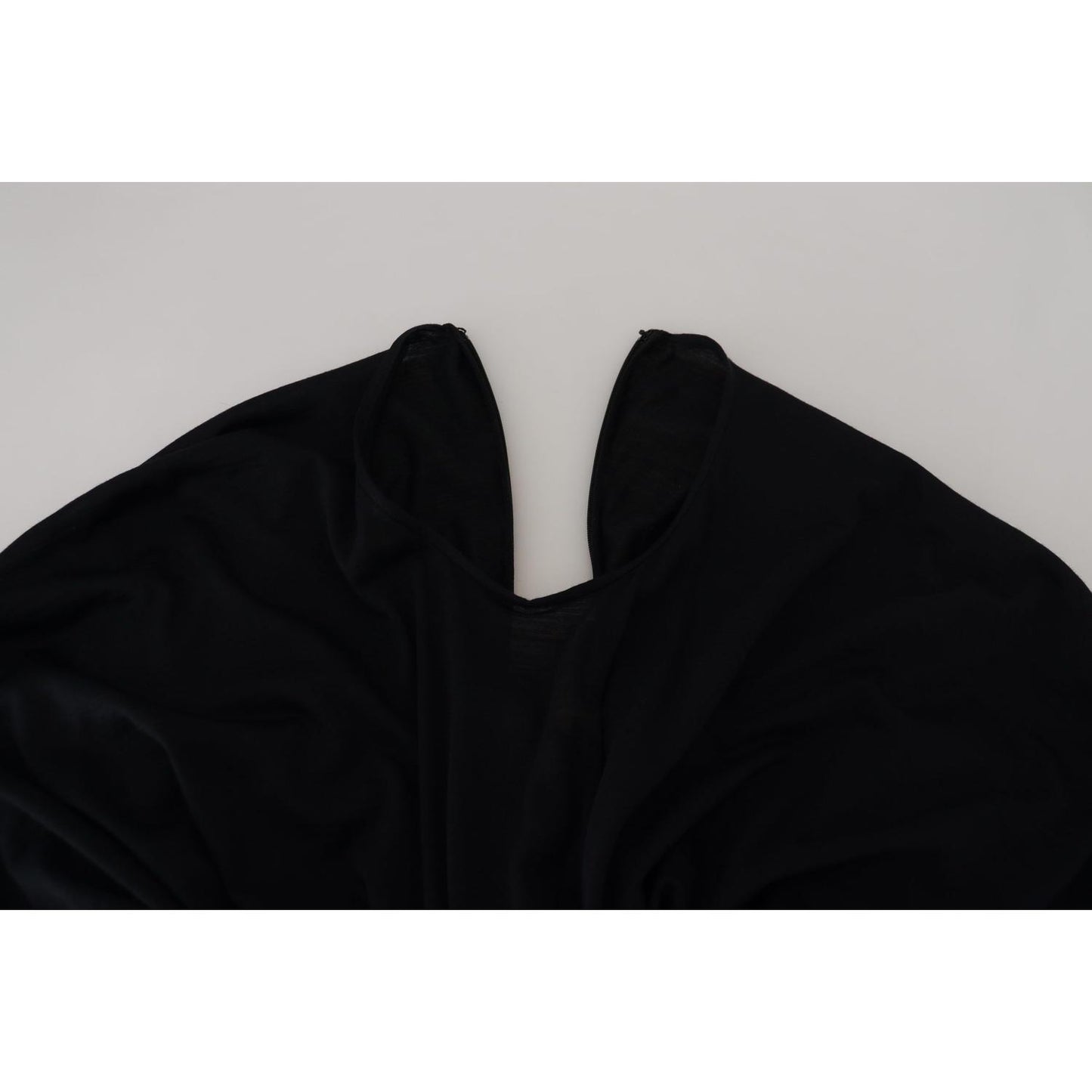 Dolce & Gabbana Black Sheath Midi Gown Wool Wrap Dress DR28808- 36