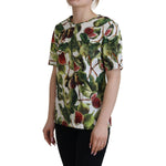 Dolce & Gabbana Crew-neck Cotton Top Blouse Fruit T-shirt TSH82984- 36