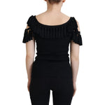 Dolce & Gabbana Black Tank Top Blouse Tassle Cotton Blouse TSH83190- 38