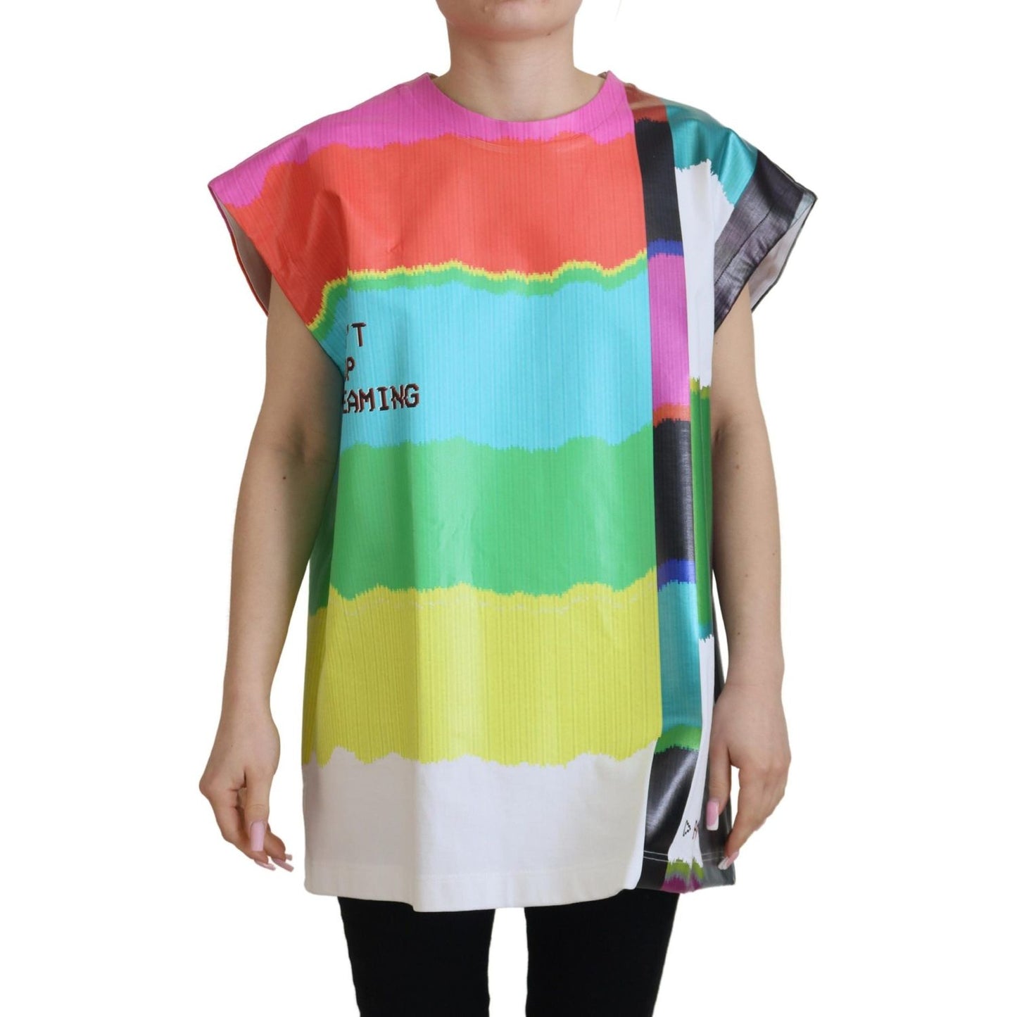Dolce & Gabbana Multicolor TV Print Blouse Cotton T-shirt TSH83243- 38