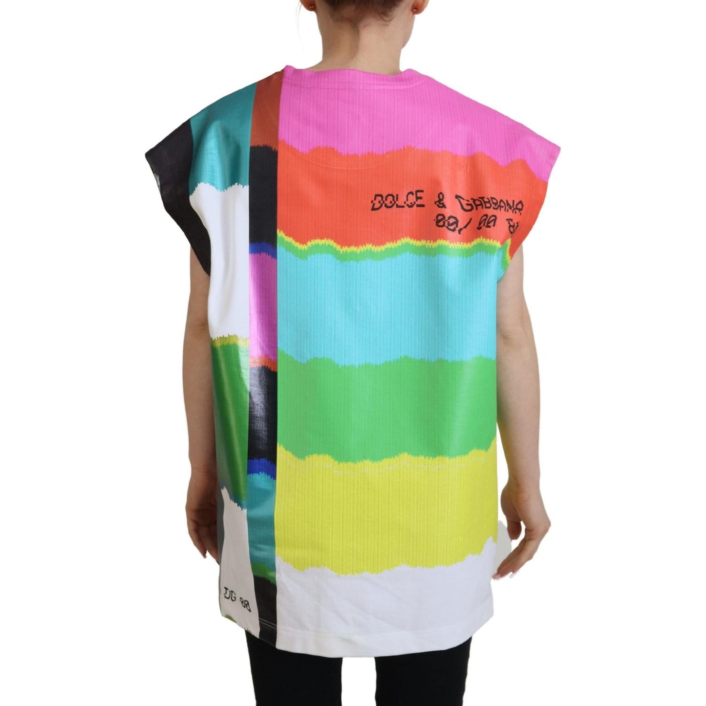 Dolce & Gabbana Multicolor TV Print Blouse Cotton T-shirt TSH83243- 38