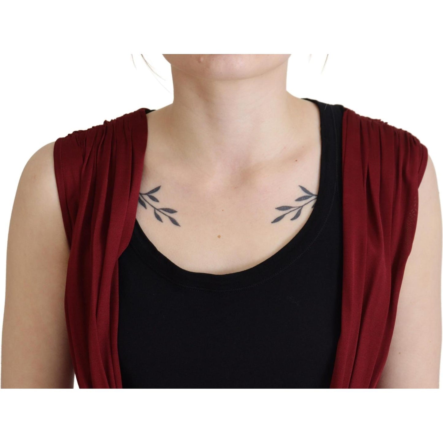 Dolce & Gabbana Bordeaux Silk Stretch Top Vest Blouse TSH83245- 36