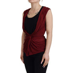 Dolce & Gabbana Bordeaux Silk Stretch Top Vest Blouse TSH83245- 36