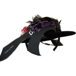 Dolce & Gabbana Black Lapil Crystal Heart Feather Brooch Fedora Hat HAT9279- 57