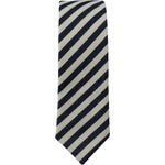 Denny Rose White Blue Striped Classic Adjustable Men Silk Tie KRA3218