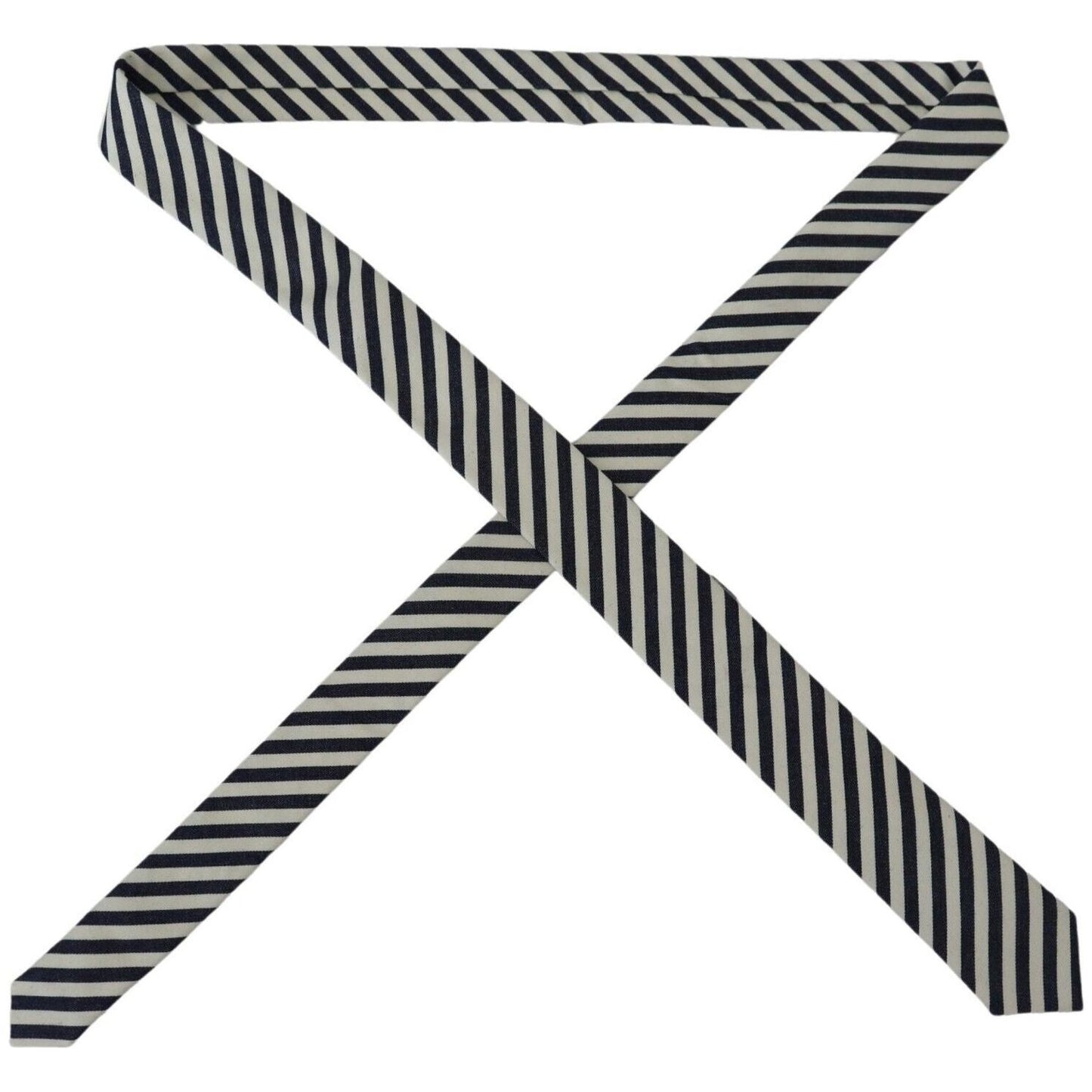 Denny Rose White Blue Striped Classic Adjustable Men Silk Tie KRA3218