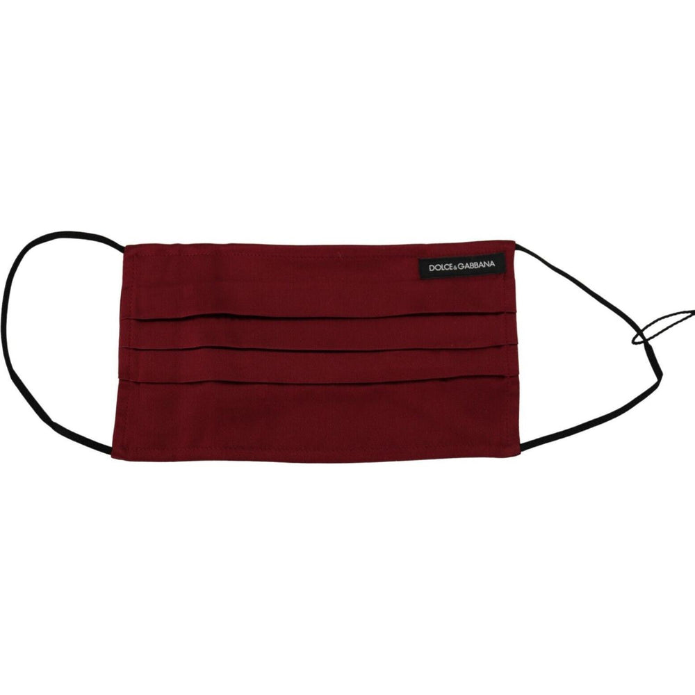 Dolce & Gabbana Maroon Silk Pleated Elastic Ear Strap One Size Face Mask SMY101005