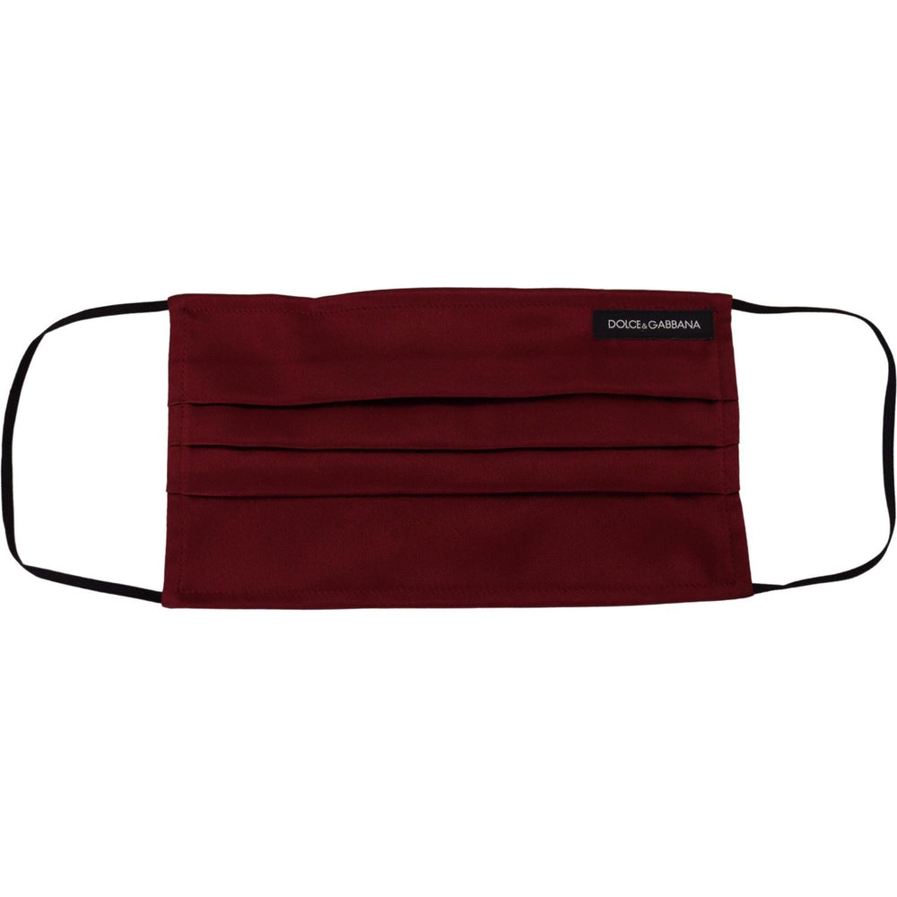 Dolce & Gabbana Maroon Silk Pleated Elastic Ear Strap One Size Face Mask DEC139
