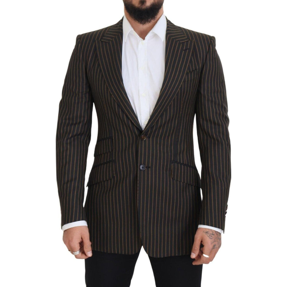 Dolce & Gabbana Black Brown Stripes Single Breasted Blazer JKT3440 - 48