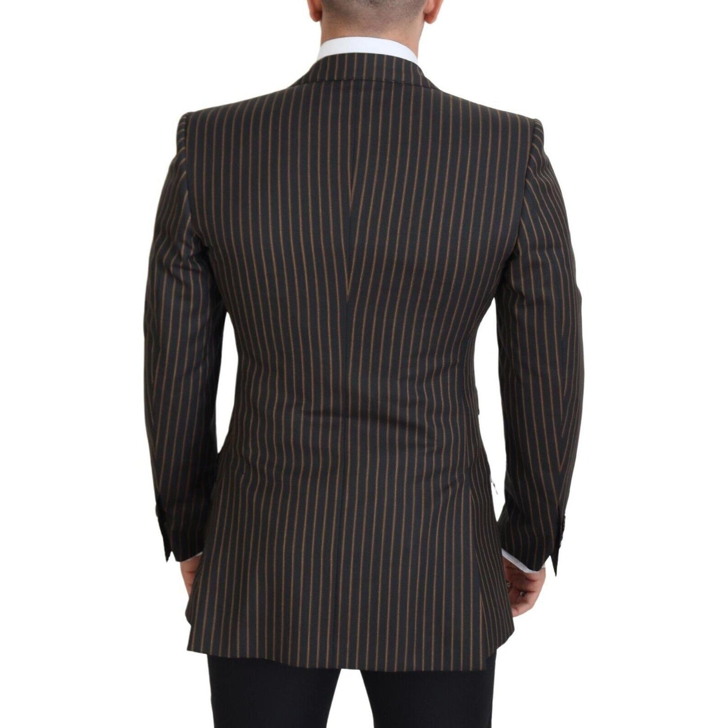 Dolce & Gabbana Black Brown Stripes Single Breasted Blazer JKT3440 - 48