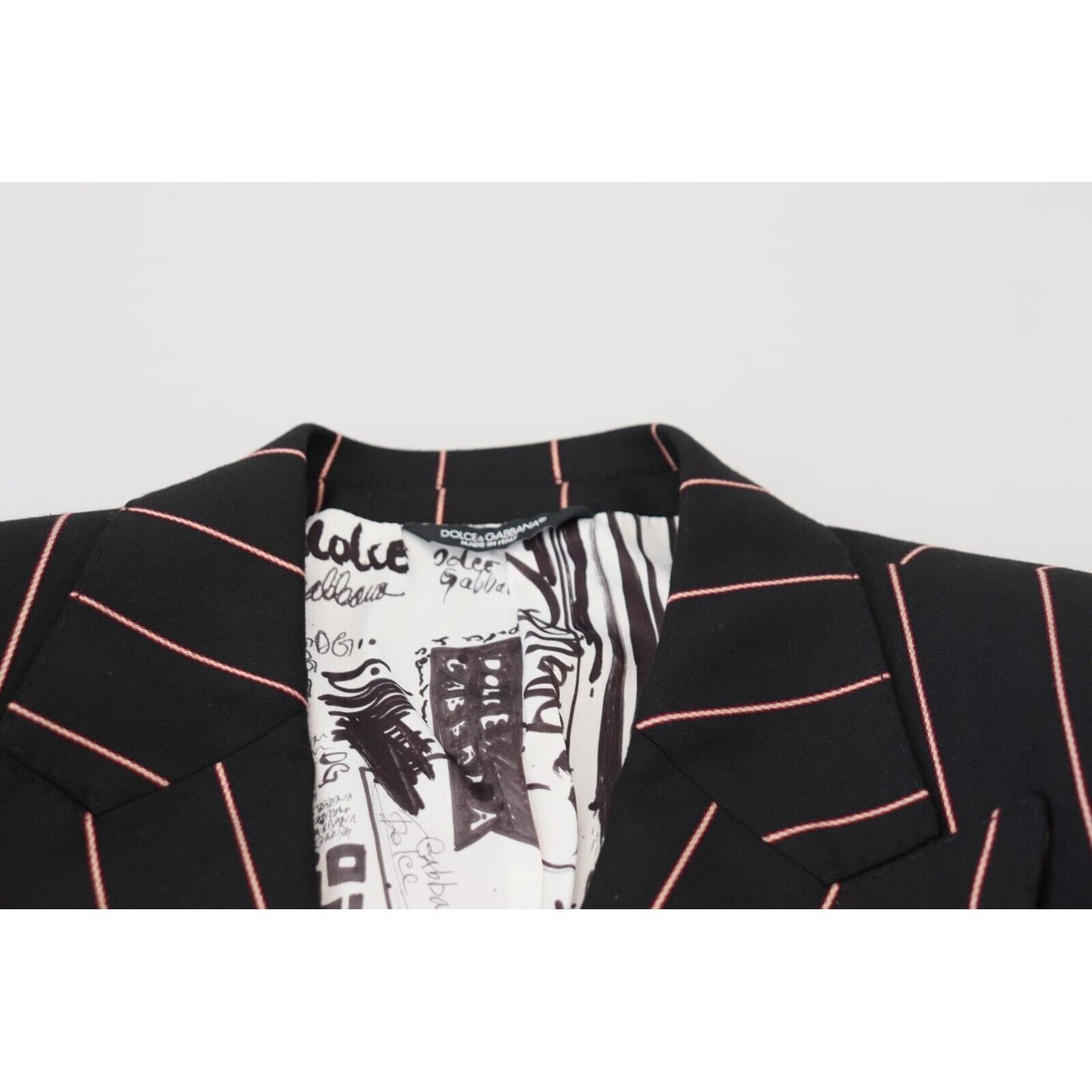 Dolce & Gabbana Black Stripes Viscose Double Breasted Blazer JKT3435 - 48