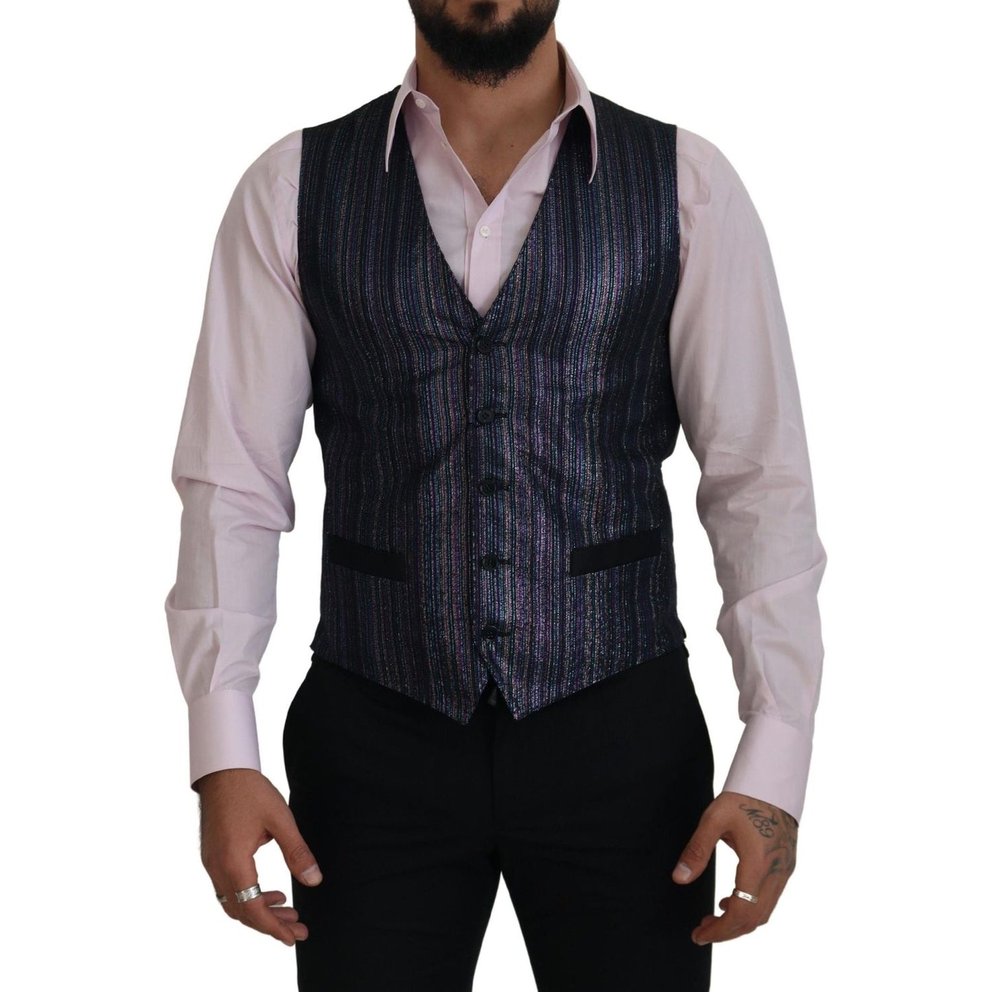 Dolce & Gabbana Multicolor Polyester Waistcoat Dress Formal Vest TSH83315 - 48