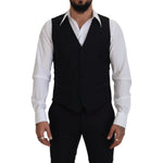 Dolce & Gabbana Black Virgin Wool Waistcoat Formal Dress Vest TSH83183 - 50