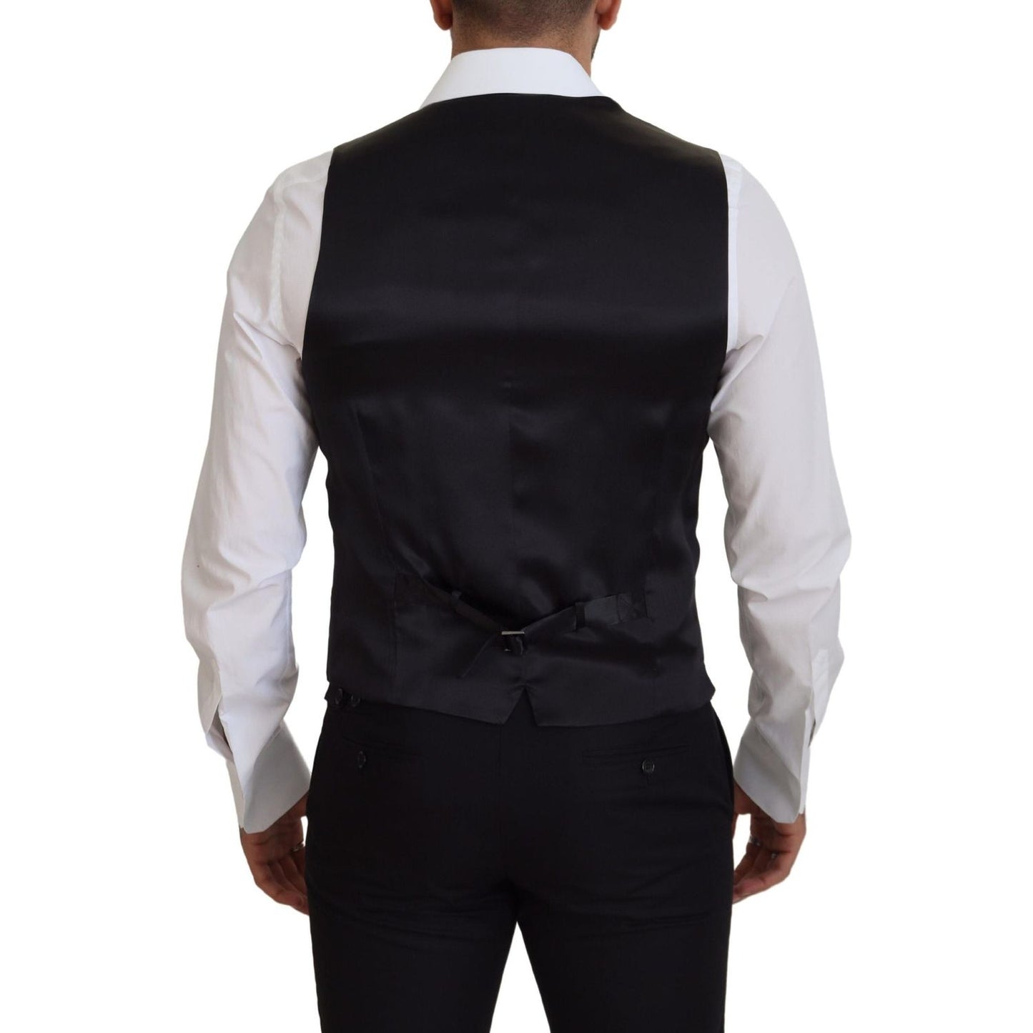 Dolce & Gabbana Black Virgin Wool Waistcoat Formal Dress Vest TSH83183 - 50