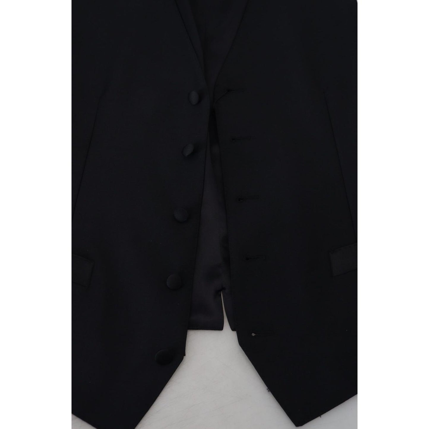 Dolce & Gabbana Black Virgin Wool Waistcoat Formal Dress Vest TSH83183 - 50