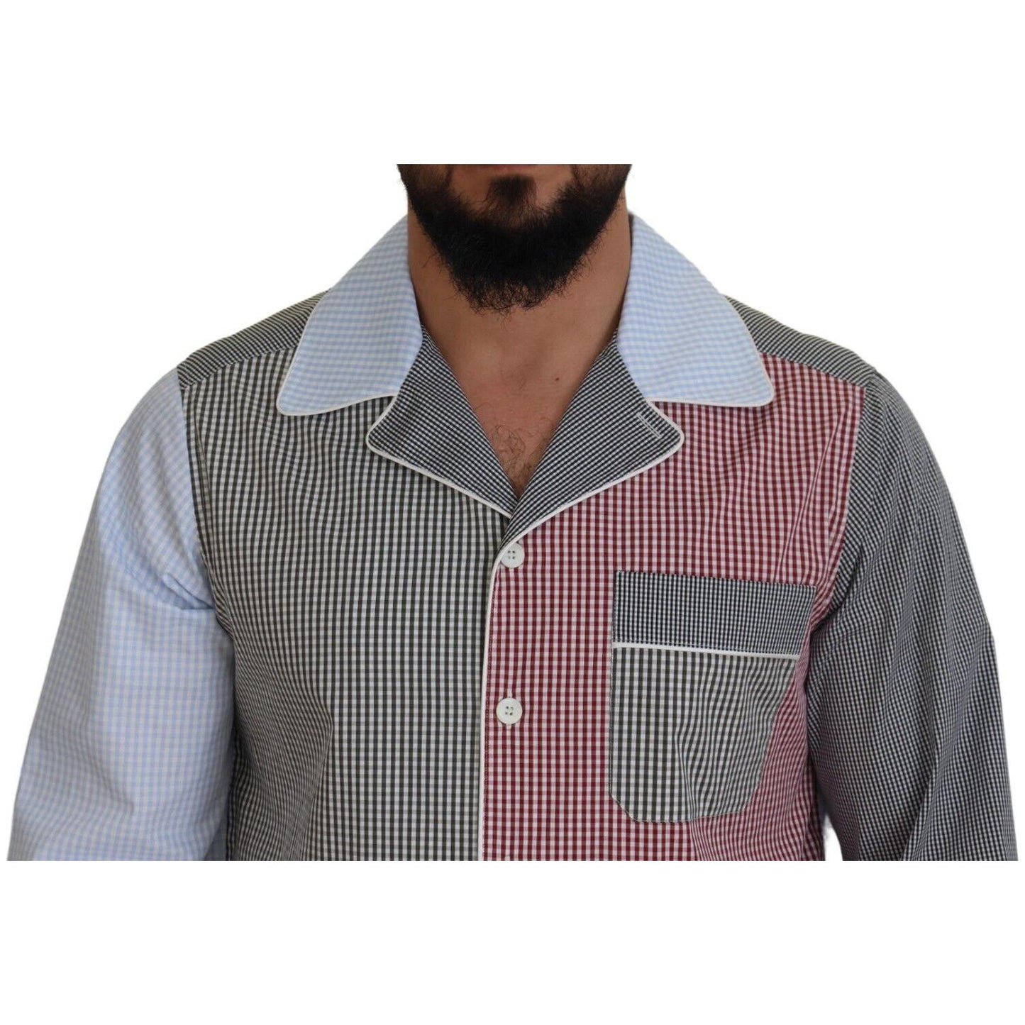 Dolce & Gabbana Multicolor Patchwork Cotton Long Sleeves Shirt TSH83169 - 40
