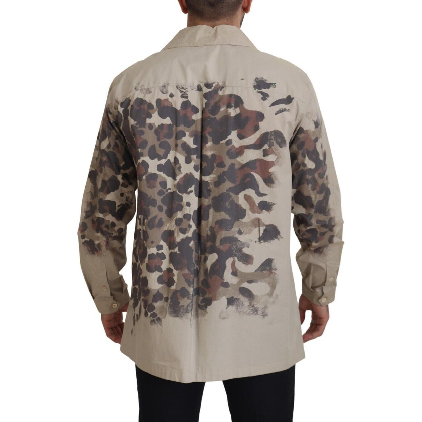 Dolce & Gabbana Beige Camouflage Cotton Long Sleeves Shirt TSH83168 - 40