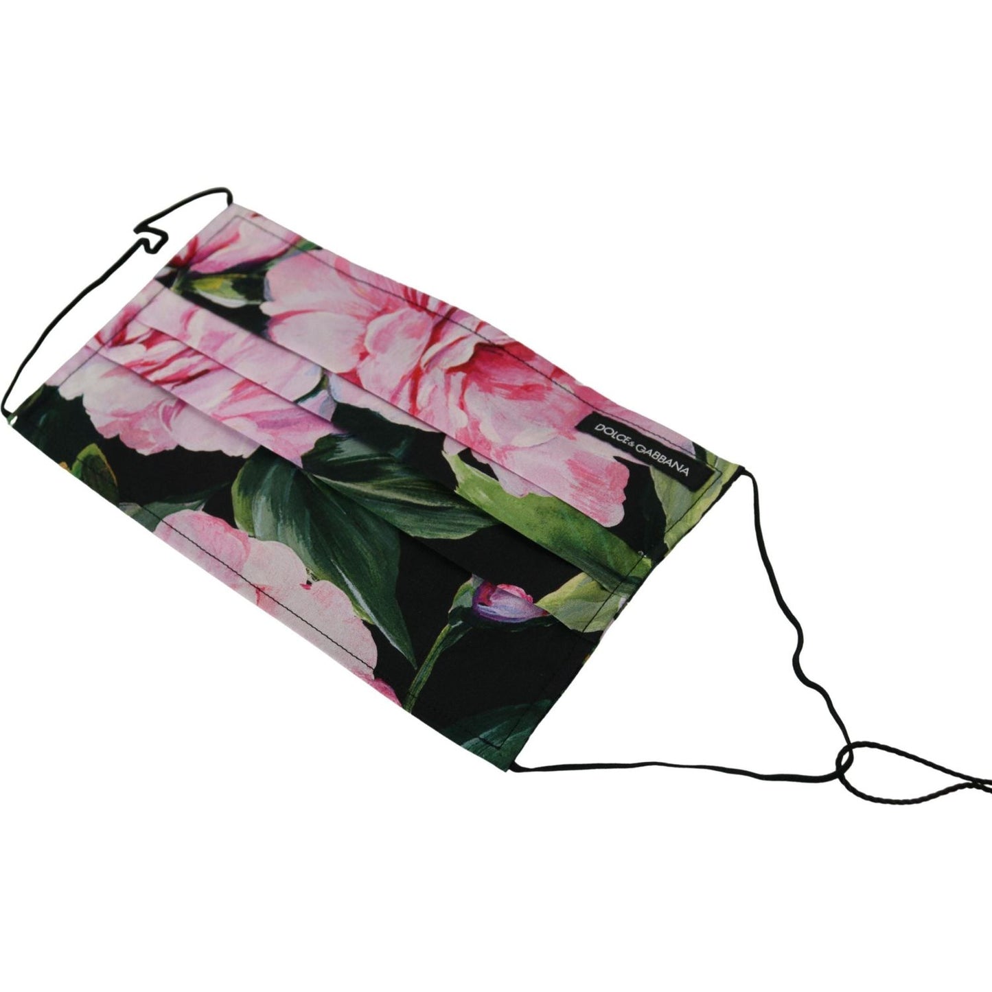 Dolce & Gabbana Black Floral Pleated Elastic Ear Strap Face Mask SMY101006