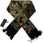 Dolce & Gabbana Multicolor DG Logo Print Shawl Wrap Fringe Scarf MS6225