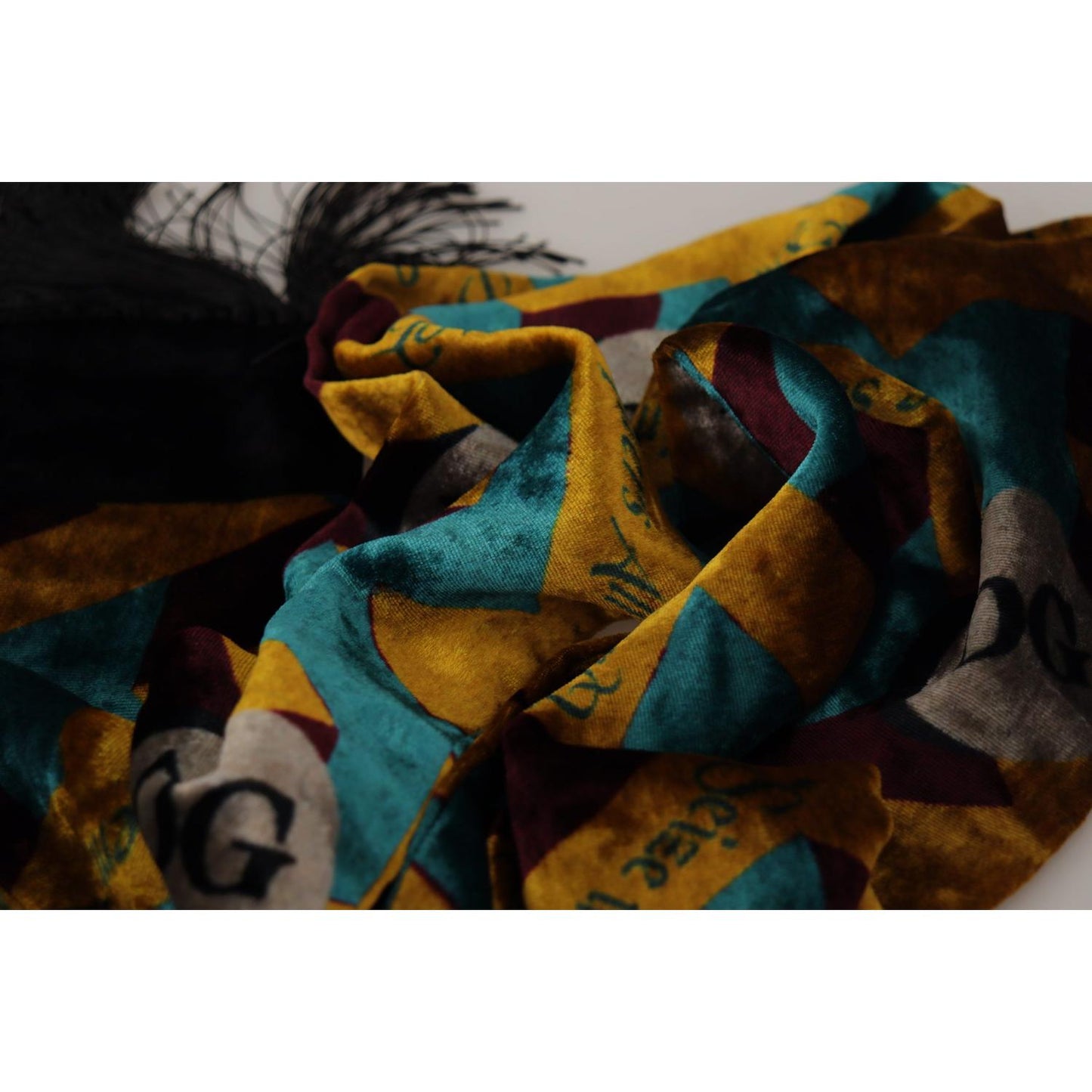 Dolce & Gabbana Multicolor DG Logo Print Shawl Wrap Fringe Scarf MS6225