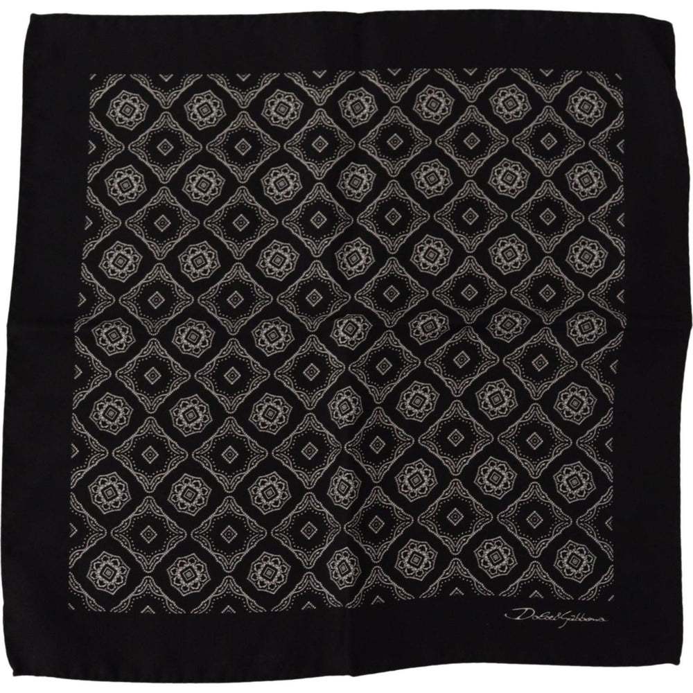 Dolce & Gabbana Black Geometric Patterned Square Handkerchief Scarf MS6260