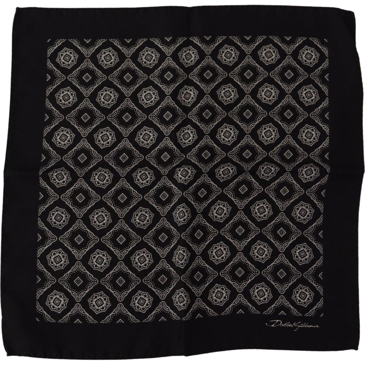 Dolce & Gabbana Black Geometric Patterned Square Handkerchief Scarf MS6260
