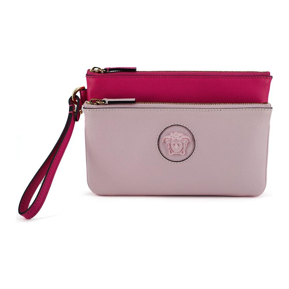 Versace Elegant Pink Leather Pouch Clutch
