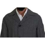 Dolce & Gabbana Gray Wool Plaid Long Trench Coat Jacket Trench Coat Jacket KOS2172- 44