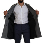 Dolce & Gabbana Gray Wool Plaid Long Trench Coat Jacket Trench Coat Jacket KOS2172- 44