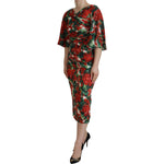 Dolce & Gabbana Multicolor Geranium Silk Sheath Midi Dress DR28780 - 38