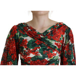 Dolce & Gabbana Multicolor Geranium Silk Sheath Midi Dress DR28780 - 38