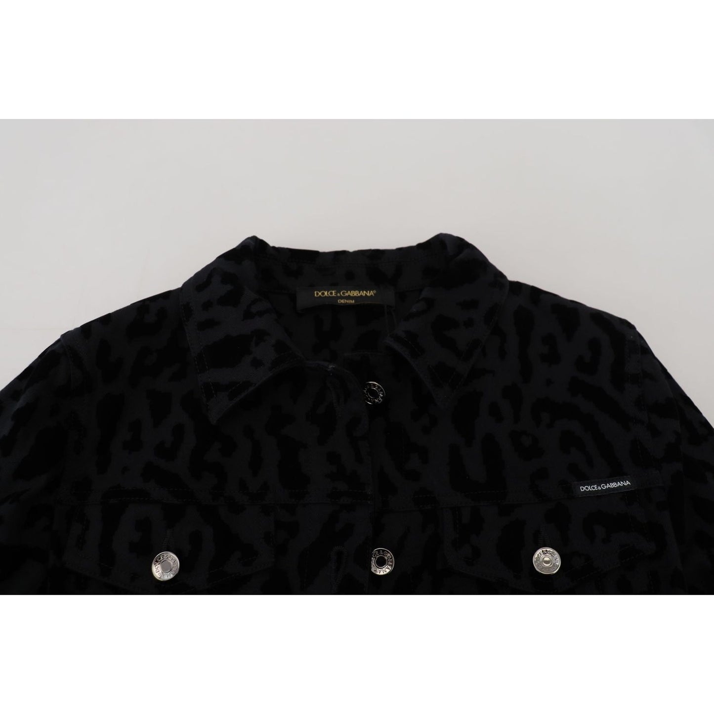 Dolce & Gabbana Black Leopard Long Sleeve Denim Cotton Jacket JKT3471 - 40