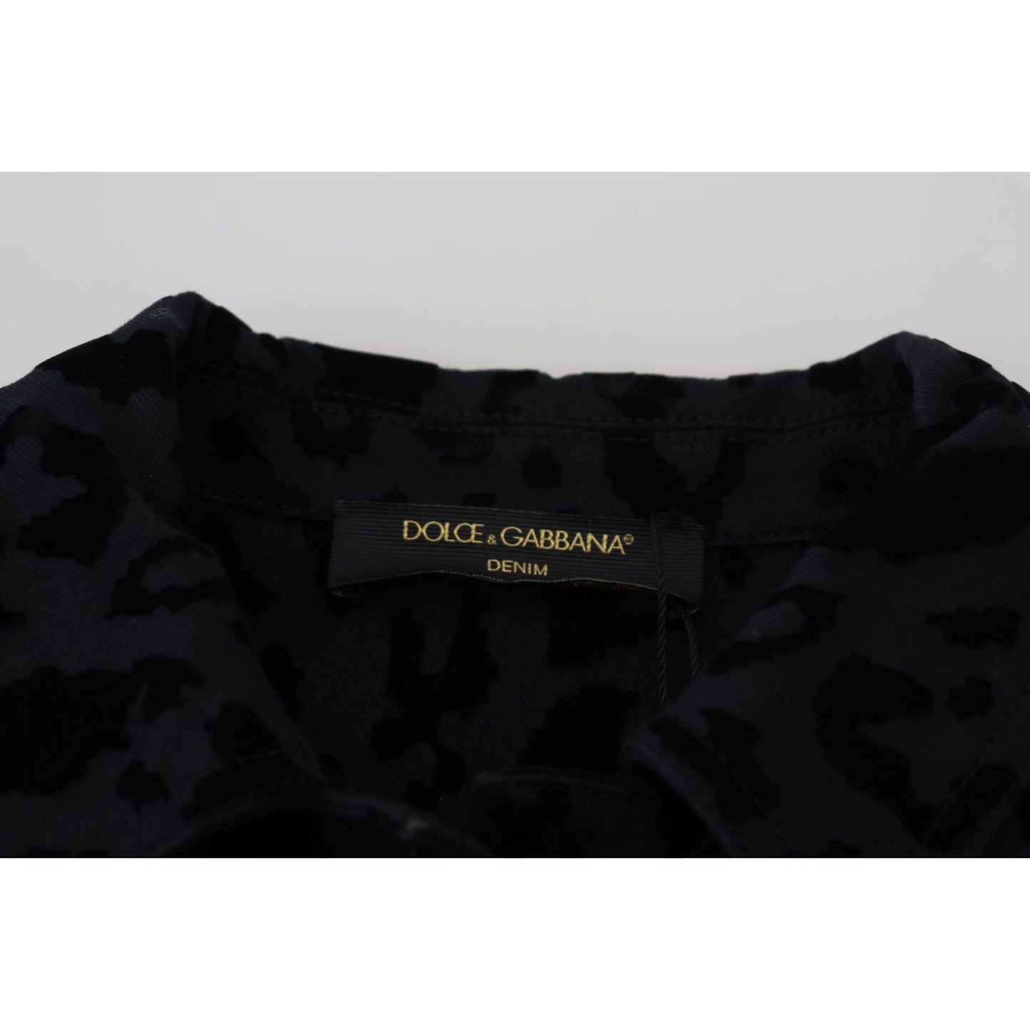 Dolce & Gabbana Black Leopard Long Sleeve Denim Cotton Jacket JKT3471 - 40